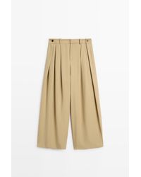 MASSIMO DUTTI - Soepelvallende Broek Met Plooien En Knoopdetail - Lyst