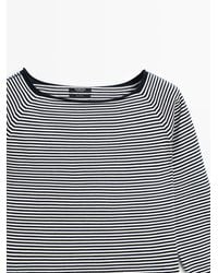 MASSIMO DUTTI - Cotton Blend Striped Knit Sweater - Lyst