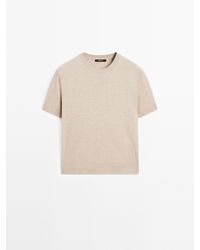 MASSIMO DUTTI - Tricot Trui Van Wolmix Met Korte Mouw - Lyst