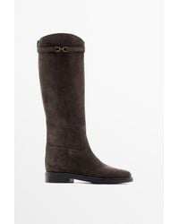 MASSIMO DUTTI - Split Suede Leather Equestrian Boot - Lyst