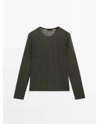 MASSIMO DUTTI - Plain Knit Sweater With Crew Neck - Lyst