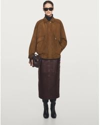 MASSIMO DUTTI - Suede Leather Bomber Jacket With Pockets - Lyst