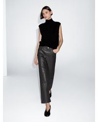 MASSIMO DUTTI - High-Waist Straight-Leg Waxed Trousers - Lyst