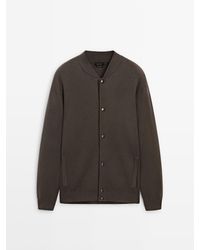 MASSIMO DUTTI - Knit Bomber Jacket With Snap-Buttons - Lyst