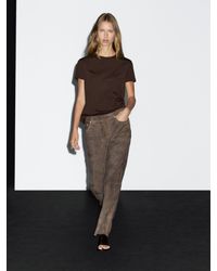 MASSIMO DUTTI Double-Layer T-Shirt With Wavy Ribbed Detail