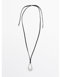 MASSIMO DUTTI - Leather Cord Necklace With Asymmetric Piece - Lyst