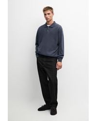 MASSIMO DUTTI - Wool Blend Knit Polo Sweater - Lyst