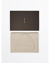 MASSIMO DUTTI - 100% Cashmere Ribbed Scarf And Hat Set - Lyst