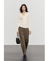 MASSIMO DUTTI - Long Sleeve Cotton Blend Henley - Lyst
