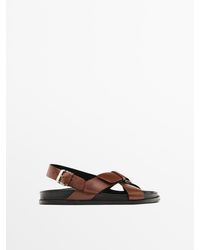 MASSIMO DUTTI - Gekruiste Leren Sandalen - Lyst