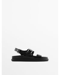 MASSIMO DUTTI - Platte Open Sandaal Met Gespen - Lyst