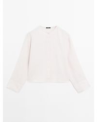 MASSIMO DUTTI - 100% Linnen Soepelvallend Overhemd Met Knopen - Lyst