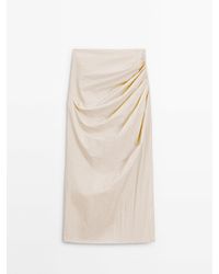 MASSIMO DUTTI - Long Skirt With Gathered Detail - Lyst