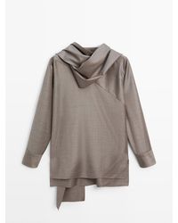 MASSIMO DUTTI - Blouse Met Strik Hals - Lyst