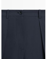 MASSIMO DUTTI - Cotton Blend Wide-Leg Pants - Lyst