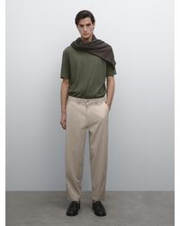 MASSIMO DUTTI - Short-Sleeved T-Shirt With Linen - Lyst