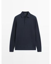 MASSIMO DUTTI - Piqué Polo Met Structuur En Lange Mouw - Lyst