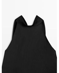 MASSIMO DUTTI - Satin Halter Top With Tie Detail - Lyst