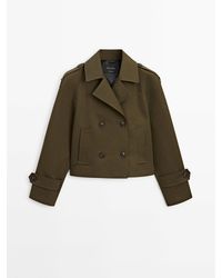 MASSIMO DUTTI - 2-Layer Double-Breasted Cropped Trench Coat - Lyst