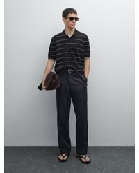 MASSIMO DUTTI - Striped Cotton Polo Shirt With Short Sleeves - Lyst