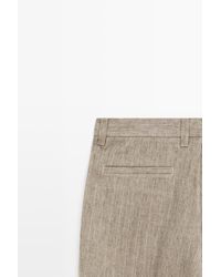 MASSIMO DUTTI - 100% Linen Striped Trousers - Lyst