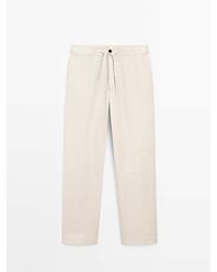 MASSIMO DUTTI - Lichtgewicht 100% Linnen Broek - Lyst