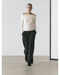 MASSIMO DUTTI - Cotton Blend Off-The-Shoulder T-Shirt - Lyst