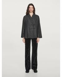 MASSIMO DUTTI - Knickerbocker Yarn Effect Wool Blend Shirt With Horn Button Detail - Lyst