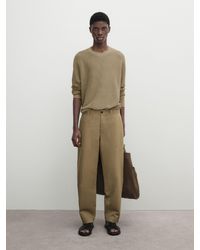 MASSIMO DUTTI - Relaxed Fit Trousers With Cotton And Linen - Rostbraun - 36 - Lyst