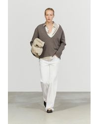 MASSIMO DUTTI - Long-Line Knit Sweater With Neckline Detail - Lyst