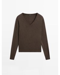 MASSIMO DUTTI - Tricot Trui Met V-Hals Van Wolmix - Lyst