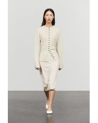 MASSIMO DUTTI - Suede Wool-Blend Knit Button-Front Cardigan - Lyst
