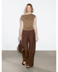 MASSIMO DUTTI - Asymmetrisches Top Mit Drapiertem Detail - Lyst