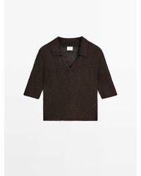 MASSIMO DUTTI - Tricot Polo Met Korte Mouw - Lyst