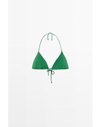 MASSIMO DUTTI - Glanzende Triangel Bikinitop - Lyst