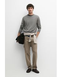 MASSIMO DUTTI - Cotton Blend Slim Fit Pants - Lyst