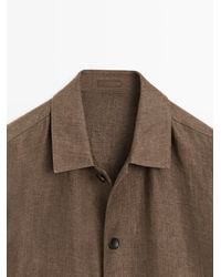 MASSIMO DUTTI - Total Look Linen Jacket With Herringbone Detail - Lyst