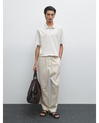 MASSIMO DUTTI - Cotton Blend Polo Shirt With Snap Button - Lyst