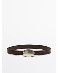MASSIMO DUTTI - Nappaleren Riem Met Metalen Gesp - Lyst