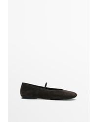 MASSIMO DUTTI - Ballerina Aus Leder Mit Quadratischer Spitze - Lyst