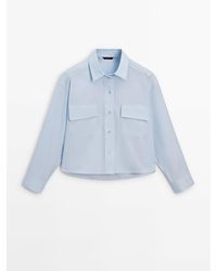 MASSIMO DUTTI - Cotton Poplin Shirt With Pockets - Lyst