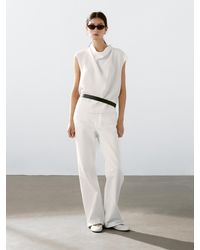 MASSIMO DUTTI - Flowing Blouse With Draped Collar - Lyst