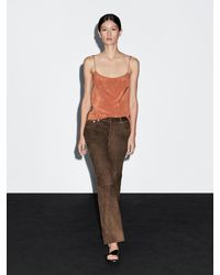 MASSIMO DUTTI - Pantalon En Cuir Caprin Finition Daim - Lyst