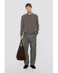 MASSIMO DUTTI - 100% Wool Knit Polo Sweater - Lyst