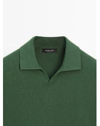 MASSIMO DUTTI - Cotton Blend Knit Polo Sweater - Lyst