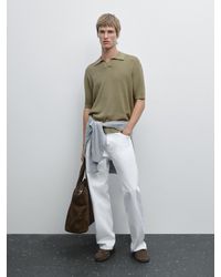 MASSIMO DUTTI - Polo En Maille Ajourée À Col En V - Lyst