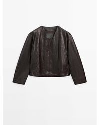 MASSIMO DUTTI - Crackled Nappa Leather Jacket - Lyst