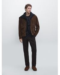 MASSIMO DUTTI - Micro-Textured Tapered Fit Trousers - Lyst