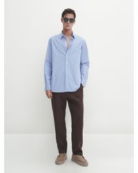 MASSIMO DUTTI - Poplin Shirt With Micro-Stripe Print - Lyst