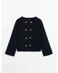MASSIMO DUTTI - Textured Knit Cardigan With Buttons - Lyst